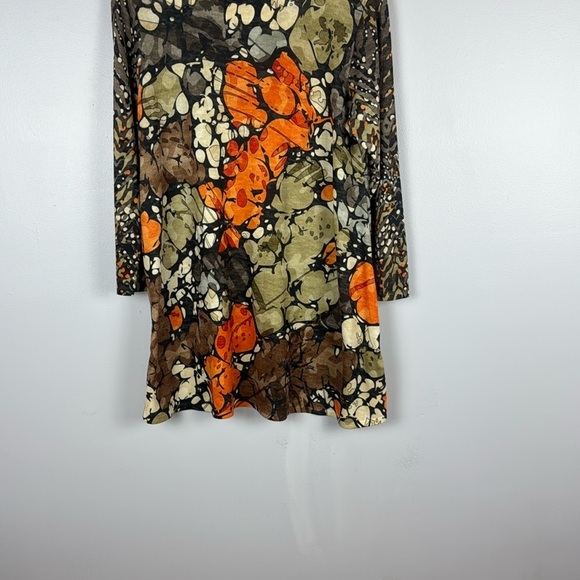 Amma Vibrant Orange and Brown Relaxed Graphic Tunic Size Medium - Picture 8 of 8